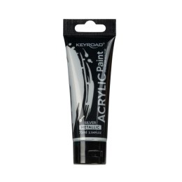 Farba akrylowa KEYROAD, metaliczna, 75ml, tubka, srebrna