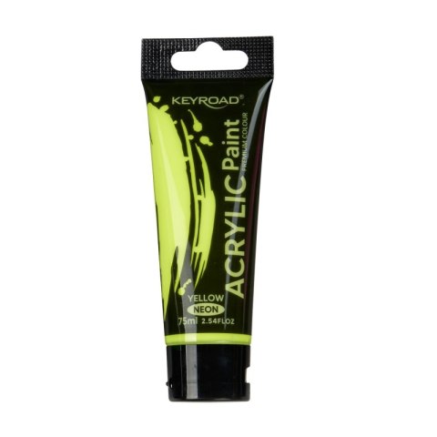 Farba akrylowa KEYROAD, neonowa, 75ml, tubka, żółta