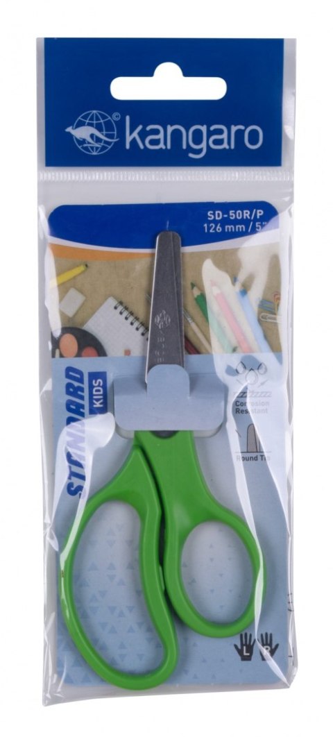 Nożyczki dziecięce KANGARO, 12,6cm, blister, mix kolorów