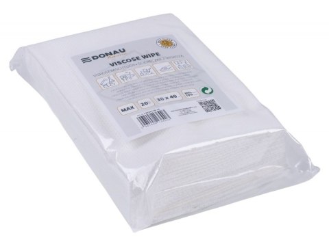 Ścierka DONAU HOME, z wiskozą 70%, składana, max, 30x40cm, 20 szt., biała