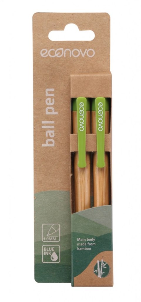 Długopis ECONOVO, obudowa 100% z biodegradowalnego bambusa, 1,0 mm, 2 szt., naturalny