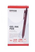Długopis automatyczny żelowy OFFICE PRODUCTS, gr. linii 0,25mm, dł. linii 1200m, czerwony