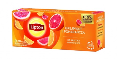 Herbata LIPTON owocowa, grejpfrut i pomarańcza, 20 torebek
