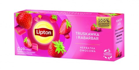 Herbata LIPTON owocowa, truskawka i rabarbar, 20 torebek