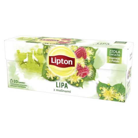 Herbata LIPTON ziołowa, lipa z malinami, 20 torebek