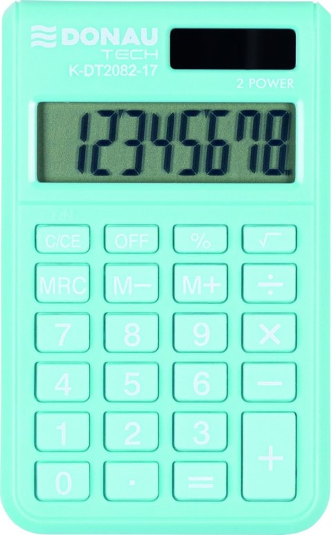 Kalkulator kieszonkowy DONAU TECH, 8-cyfr. wyświetlacz, wym. 97x60x10 mm, jasnoniebieski