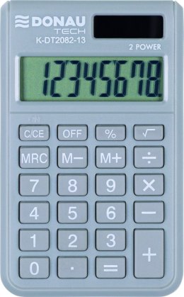 Kalkulator kieszonkowy DONAU TECH, 8-cyfr. wyświetlacz, wym. 97x60x10 mm, jasnoszary