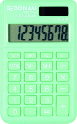 Kalkulator kieszonkowy DONAU TECH, 8-cyfr. wyświetlacz, wym. 97x60x10 mm, jasnozielony