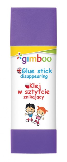 Klej w sztyfcie GIMBOO, PVP, trójkątny, znikający, 15g, 1 szt., pakowany w displayu, fioletowy