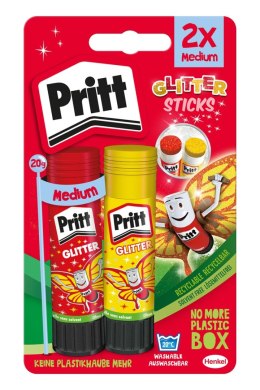 Klej w sztyfcie PRITT z brokatem, 2x20g, blister, mix kolorów