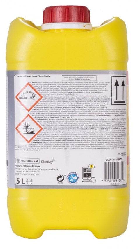 Płyn do czyszczenia toalet DOMESTOS Cytryna, 5l