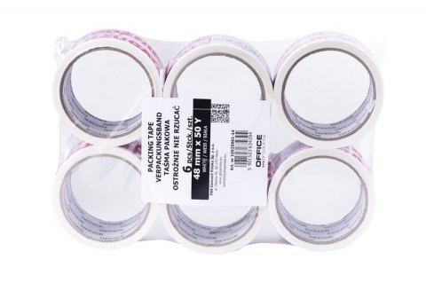Taśma pakowa OFFICE PRODUCTS, ostrożnie nie rzucać, 48mm x 50y, 36mic, 1szt., biała