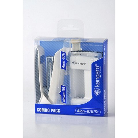 Zestaw zszywacz Nowa-35 + dziurkacz Aion-10G, pudełko z zawieszką, biały