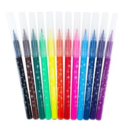 Flamastry KEYROAD Fiber Marker, 12szt., na zawieszce, mix kolorów