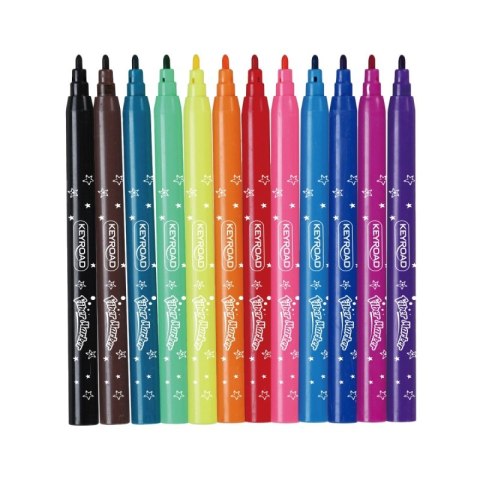 Flamastry KEYROAD Fiber Marker, 12szt., na zawieszce, mix kolorów