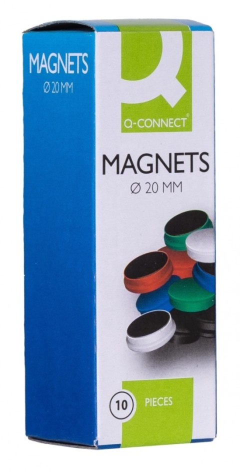 Magnesy do tablic Q-CONNECT, okrągłe, 20mm, 10szt, czarne