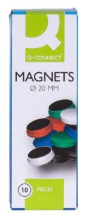 Magnesy do tablic Q-CONNECT, okrągłe, 20mm, 10szt, czerwone