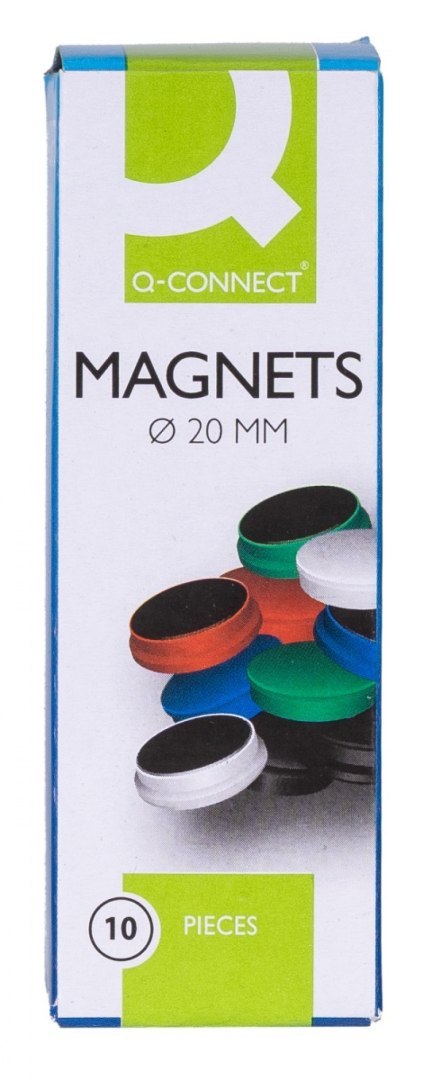 Magnesy do tablic Q-CONNECT, okrągłe, 20mm, 10szt, czerwone