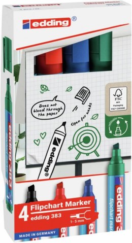 Marker do flipchartów e-383 EDDING, 1-5 mm, 4 szt., mix kolorów
