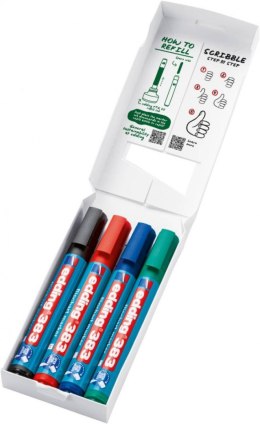 Marker do flipchartów e-383 EDDING, 1-5 mm, 4 szt., mix kolorów