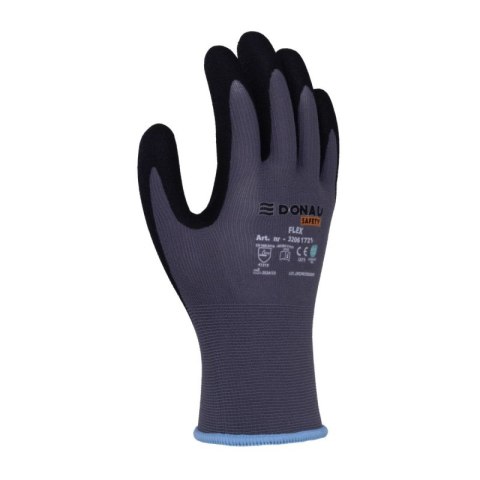 Rękawice DONAU SAFETY Flex, kat. II, rozm. 9, szare