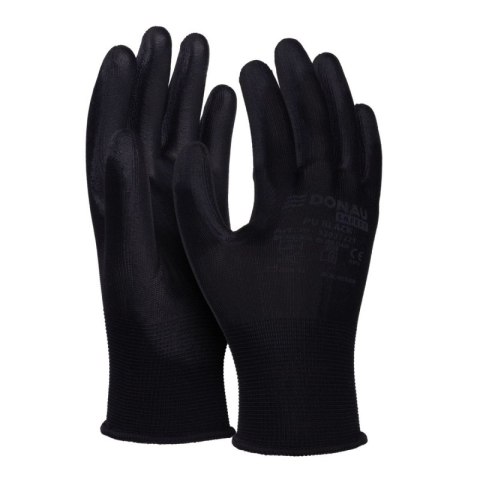 Rękawice DONAU SAFETY PU Black, kat. II, rozm. 10, czarne