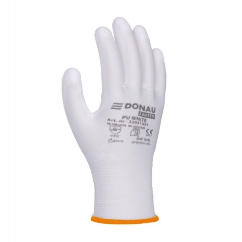 Rękawice DONAU SAFETY PU White, kat. II, rozm. 7, białe
