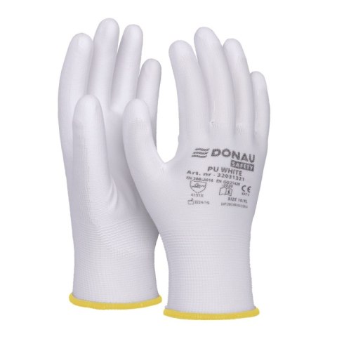 Rękawice DONAU SAFETY PU White, kat. II, rozm. 8, białe