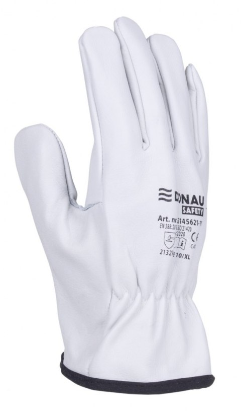 Rękawice robocze DONAU SAFETY DS-DRIVCOW, driver, skóra bydlęca, rozm. 7/S, białe