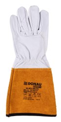 Rękawice spawalnicze DONAU SAFETY DS-KEV WELTIG, kevlar, skóra kozia, rozm. 10/XL, biało-złote