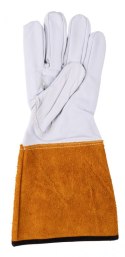 Rękawice spawalnicze DONAU SAFETY DS-KEV WELTIG, kevlar, skóra kozia, rozm. 11/XXL, biało-złote
