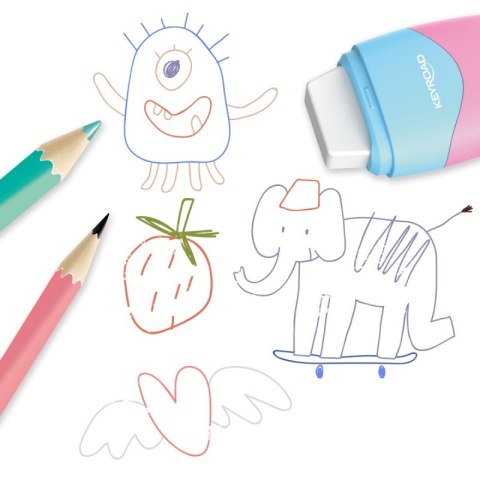 Temperówka plastikowa z gumką KEYROAD, pastel, podwójna, pudełko, mix kolorów