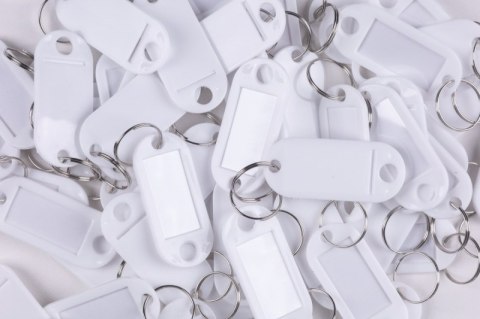 Zawieszki na klucze Q-CONNECT, 50x22mm, 100 szt., białe