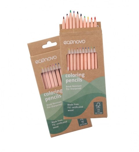 Kredki ołówkowe ECONOVO, FSC, 3mm, 12 szt., mix kolorów