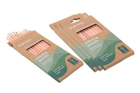 Kredki ołówkowe ECONOVO, FSC, 3mm, 12 szt., mix kolorów