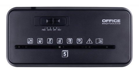 Niszczarka OFFICE PRODUCTS, ścinki, do 5 kartek A4, kosz 8l, czarna