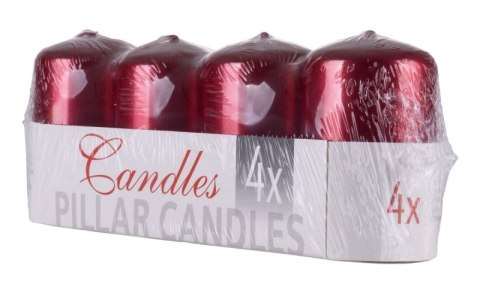Świeca słupek DONAU HOME Adwent Lakier, 50x80mm, 4 szt., czerwony połysk
