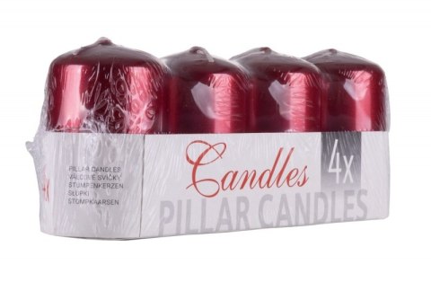 Świeca słupek DONAU HOME Adwent Lakier, 50x80mm, 4 szt., czerwony połysk