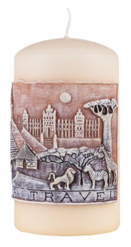 Świeca słupek DONAU HOME Africa Travel, 80x150mm, kremowy