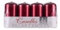 Świeca słupek DONAU HOME Standard Lakier, 50x100mm, 4 szt., czerwony metaliczny połysk
