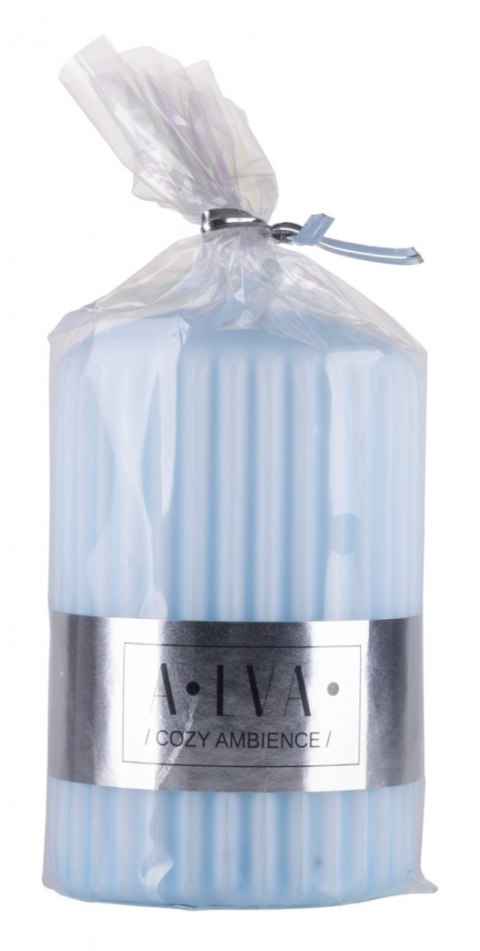 Świeca słupek ryflowana DONAU HOME Alva, 60x90mm, błękitny