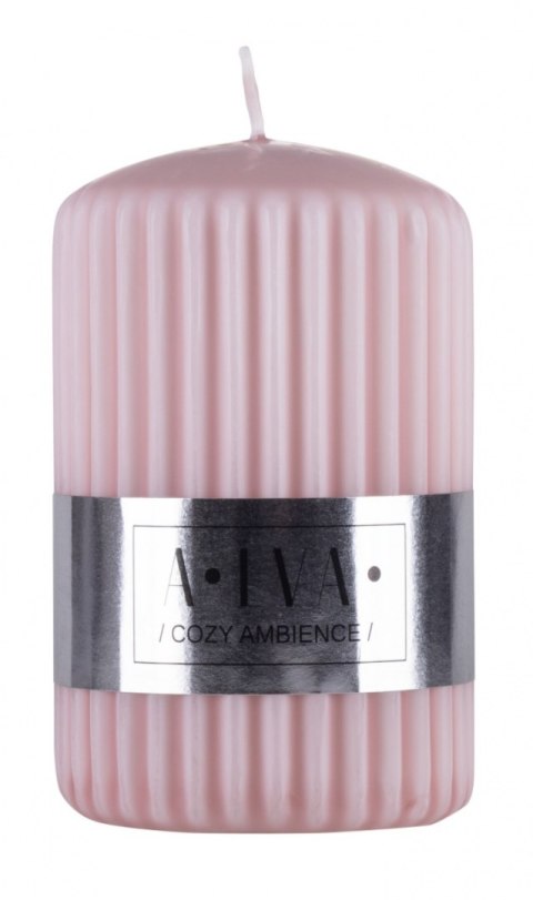 Świeca słupek ryflowana DONAU HOME Alva, 60x90mm, brudny róż