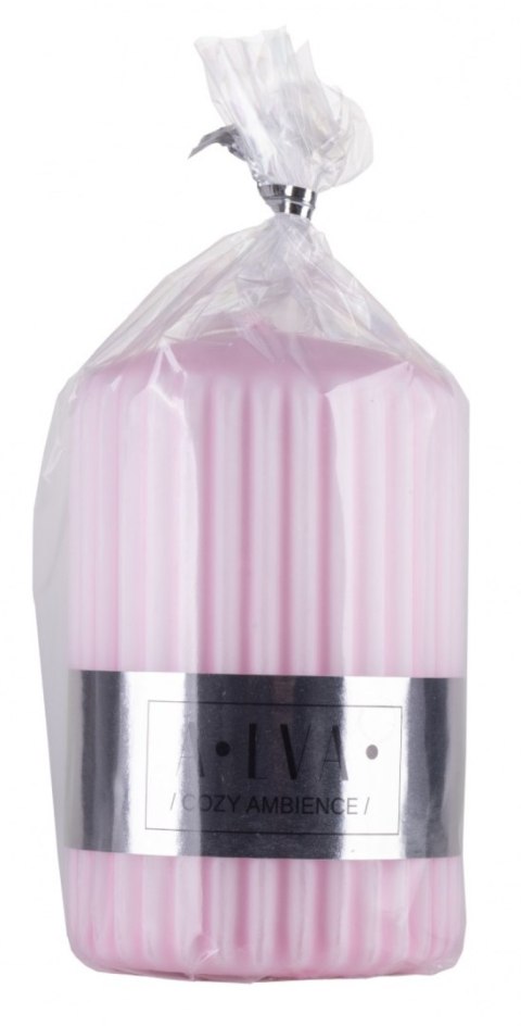 Świeca słupek ryflowana DONAU HOME Alva, 60x90mm, różowy