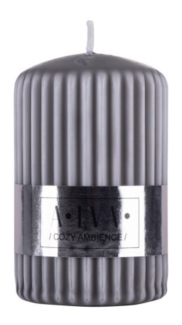 Świeca słupek ryflowana DONAU HOME Alva, 60x90mm, szary