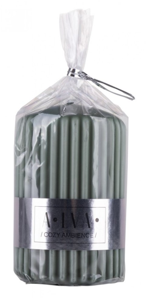 Świeca słupek ryflowana DONAU HOME Alva, 60x90mm, zielony