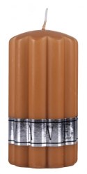 Świeca słupek ryflowana DONAU HOME Wave, 70x130mm, karmelowy