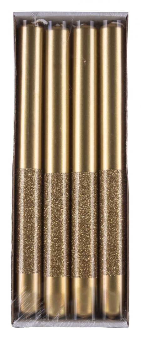 Świeca stołowa DONAU HOME Onyx, 22x250mm, 4 szt., złoty