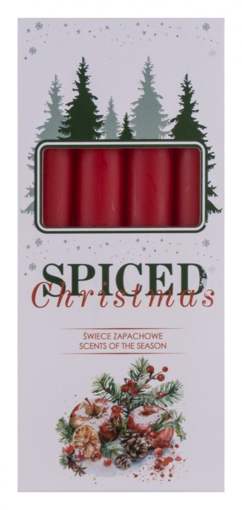 Świeca stołowa DONAU HOME Spiced Christmas, 20x170mm, 4 szt., jabłko z cynamonem, czerwony