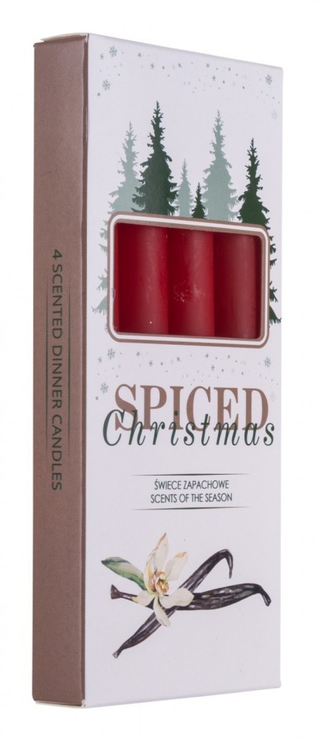 Świeca stołowa DONAU HOME Spiced Christmas, 20x170mm, 4 szt., wanilia, czerwony