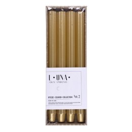 Świeca stołowa długa ryflowana DONAU HOME, lakierowana, 25x300 mm, 4 szt., złota